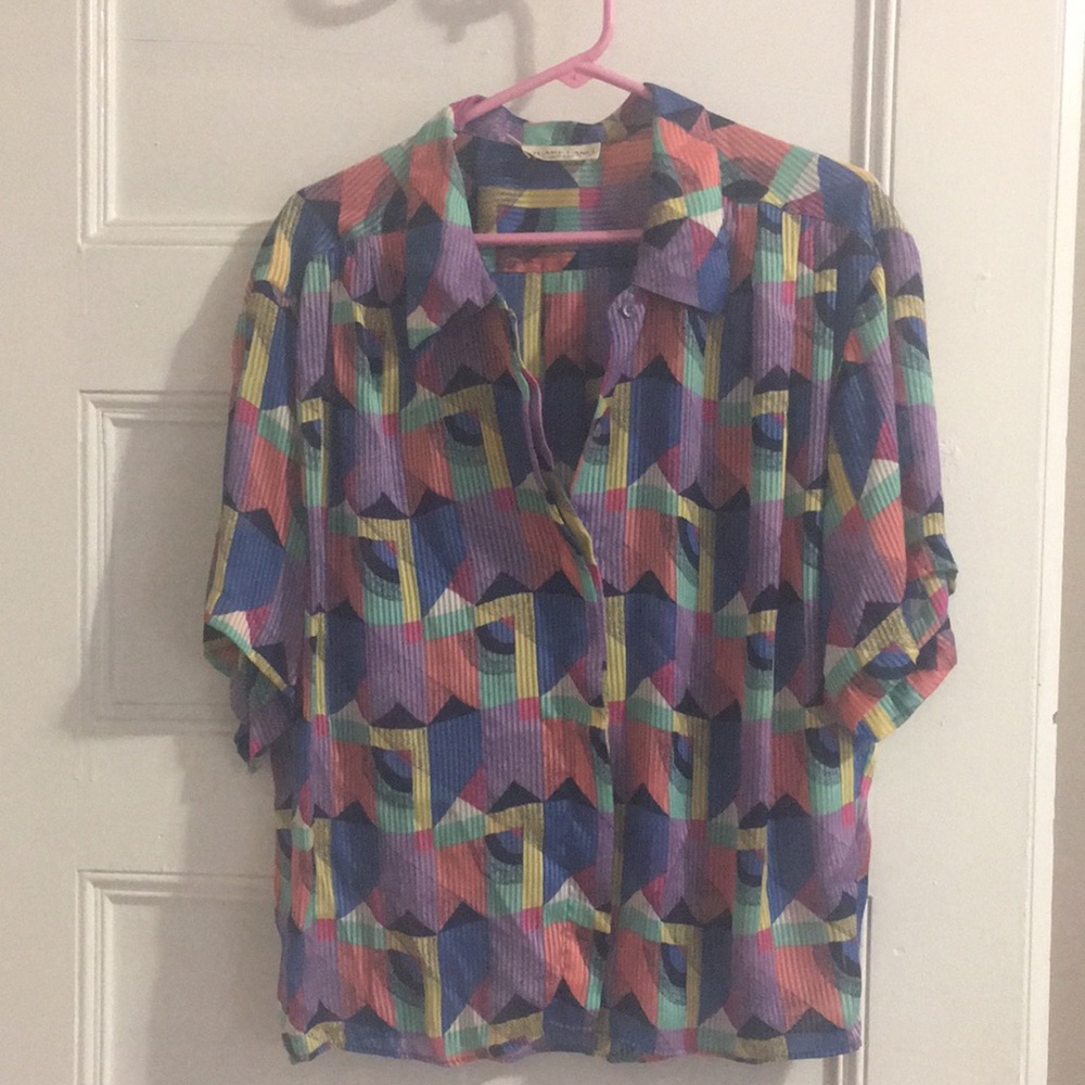 Stuart Lang vintage retro button down shirt 12 cropped